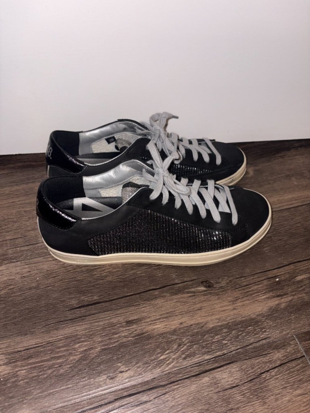 P448 John Black Glitter Low Top Sneakers - Size 38